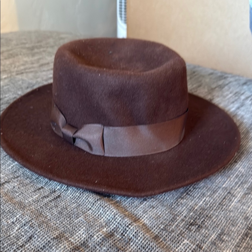 Lack of colour Aus Brown Wide Brim Hat with Ribbon